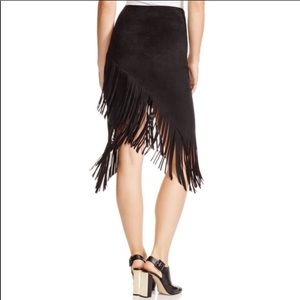 Aqua Bloomingdales Fringe Long Black Skirt